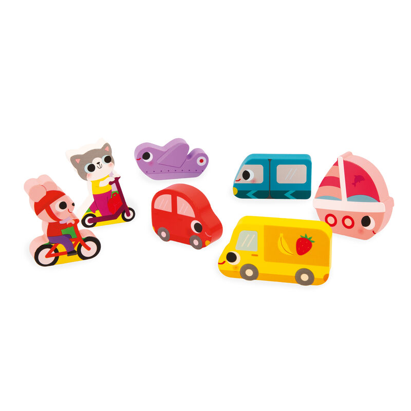 Puzzle Chunky Les Véhicules Janod pieces