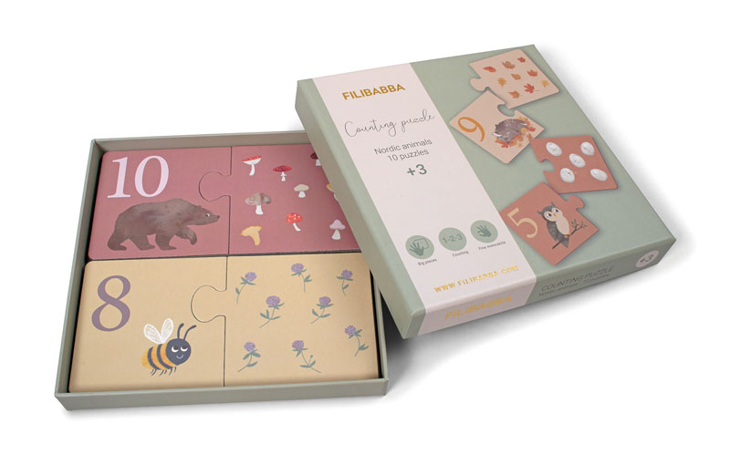 Puzzle de comptage Animaux nordiques Filibabba boites