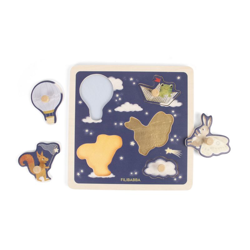 Puzzle sensoriel en bois Little Adventurers Filibabba éléments