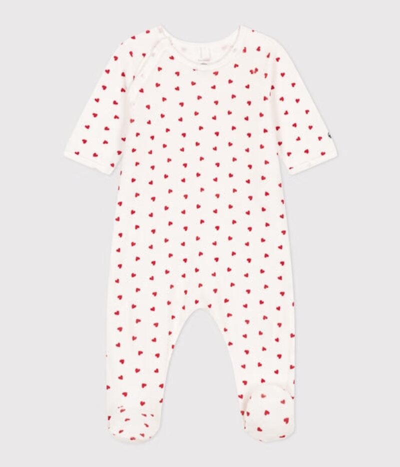 Pyjama bébé coeur en velours Marshmallow Terkuit Petit Bateau produit face