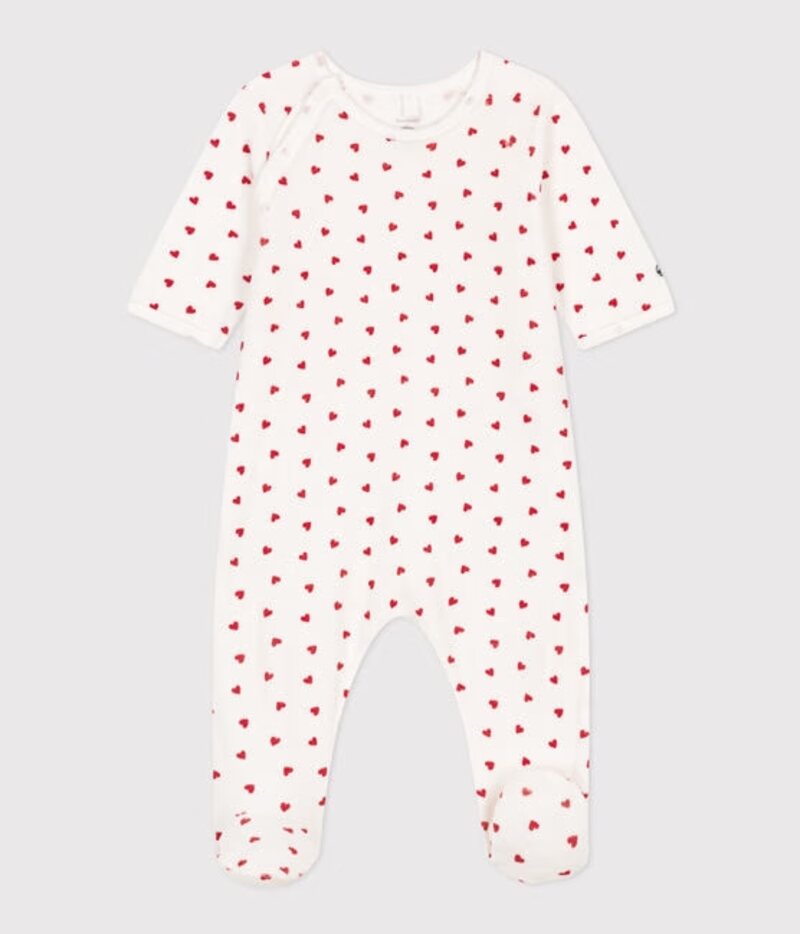 Pyjama bébé coeur en velours Marshmallow Terkuit Petit Bateau produit face