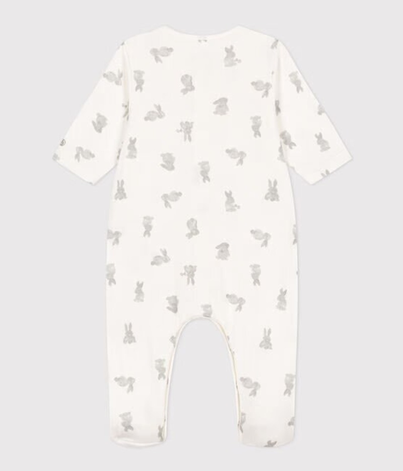 Pyjama bébé lapins en tubique Marshmallow Gris Petit Bateau dos