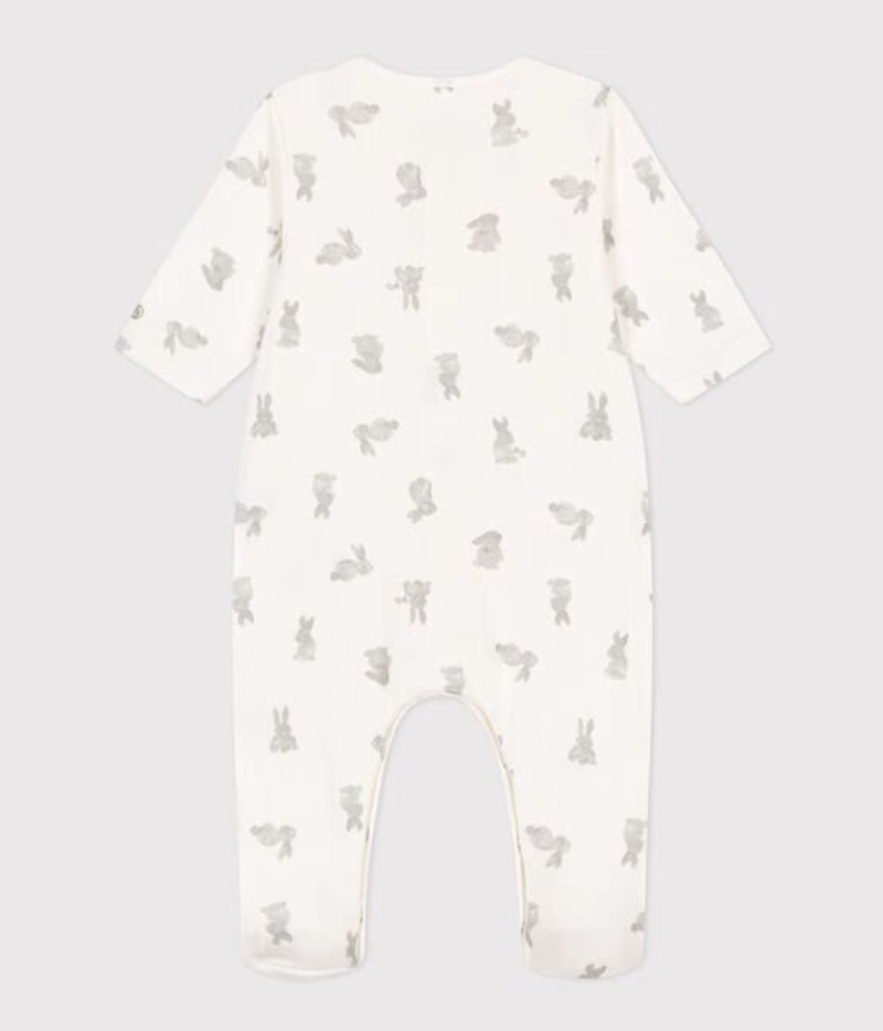 Pyjama bébé lapins en tubique Marshmallow Gris Petit Bateau dos