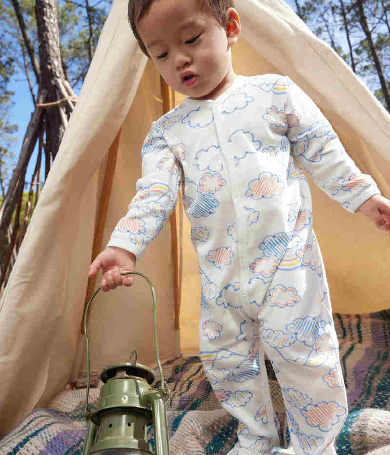 Pyjama en coton imprimé arc-en-ciel bébé Marshmallow Multicolor Petit Bateau lifestyle