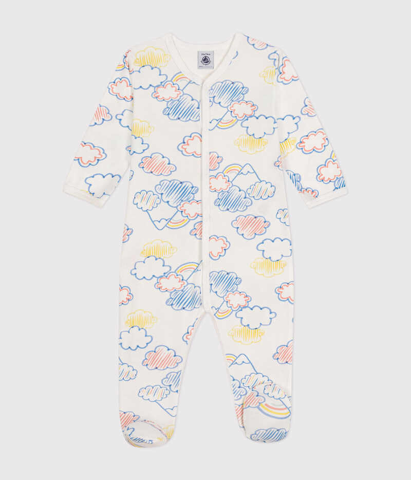 Pyjama en coton imprimé arc-en-ciel bébé Marshmallow Multicolor Petit Bateau produit face