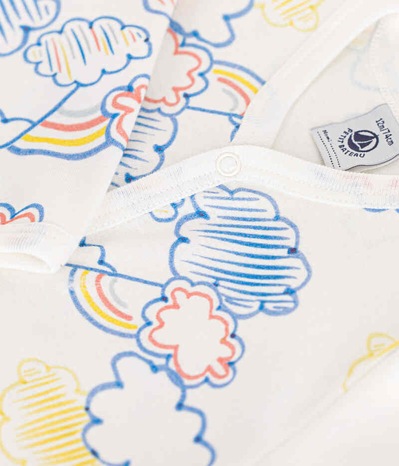 Pyjama en coton imprime arc en ciel bebe Marshmallow Multicolor Petit Bateau Bambinou