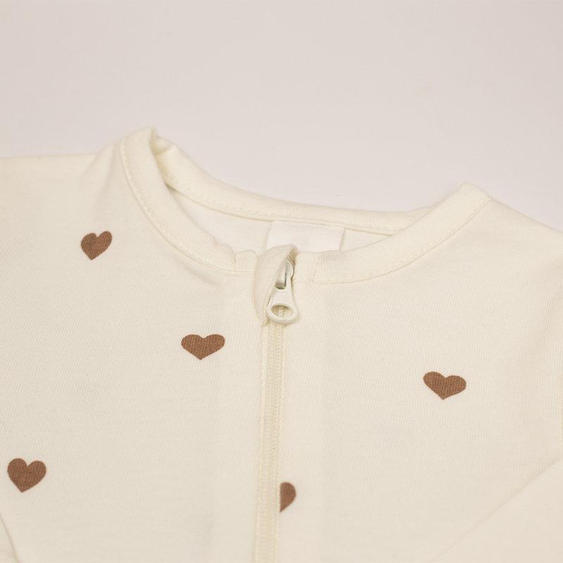 Pyjama en coton Zip Coeur Ecru / Moka Trois Kilos Sept zoom