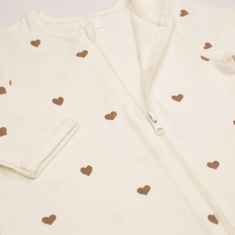 Pyjama en coton Zip Coeur Ecru / Moka Trois Kilos Sept zoom 2