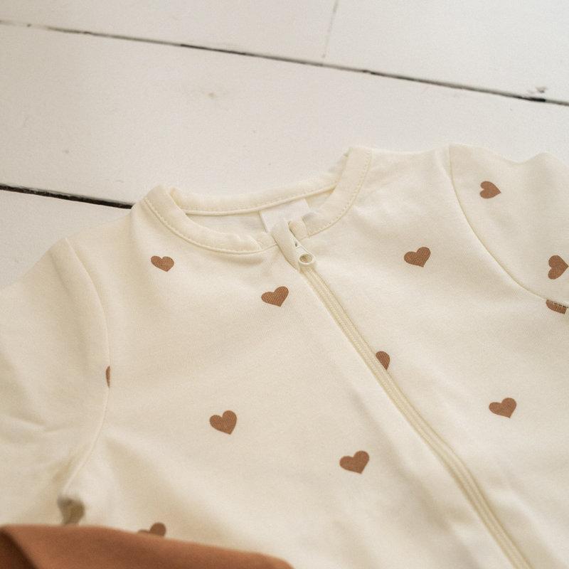 Pyjama en coton Zip Coeur Ecru / Moka Trois Kilos Sept zoom 3