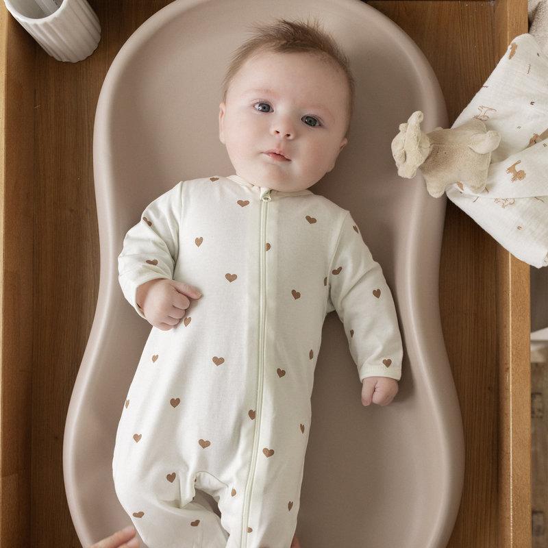 Pyjama en coton Zip Coeur Ecru / Moka Trois Kilos Sept lifestyle 1