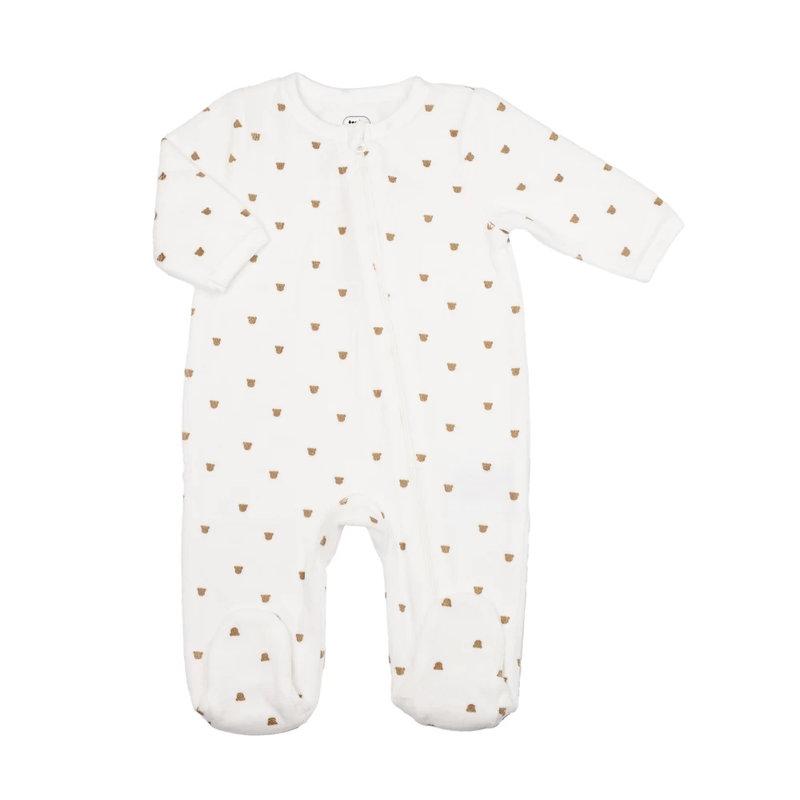 Pyjama en velours Zip Ourson Ecru / Moka TROIS KILOS SEPT2