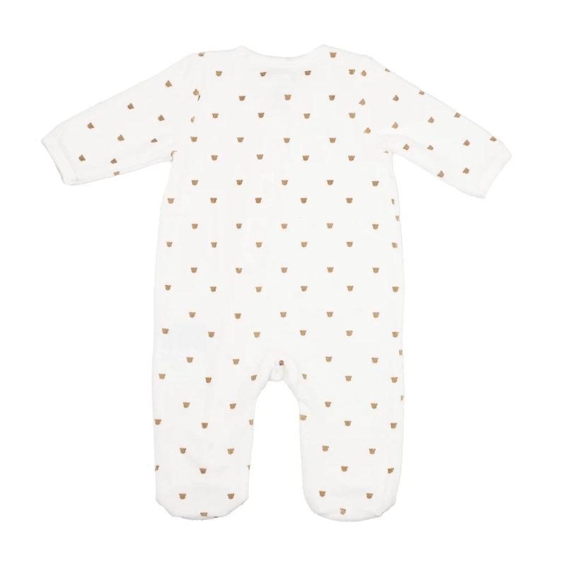 Pyjama en velours Zip Ourson Ecru / Moka TROIS KILOS SEPT
