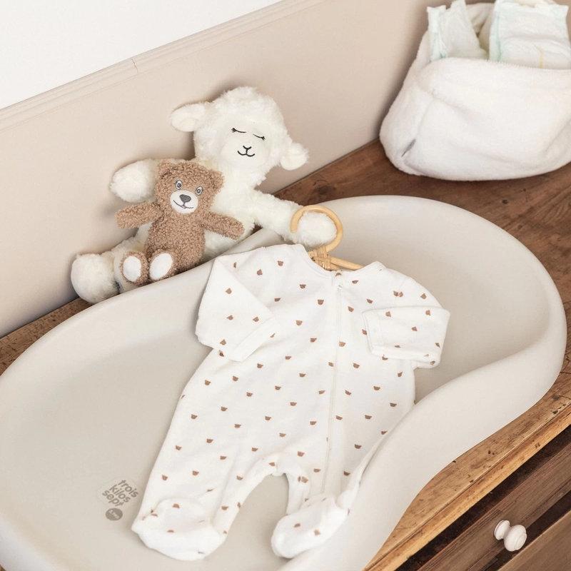 Pyjama en velours Zip Ourson Ecru / Moka TROIS KILOS SEPT3