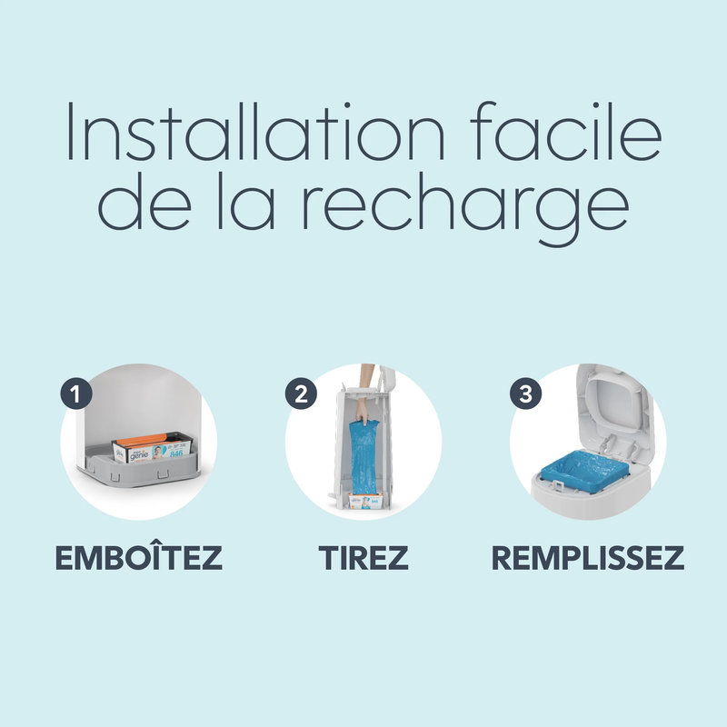 Recharge Easy roll 18 sacs pour poubelle Diaper Genie Platinum Diaper Genie installation