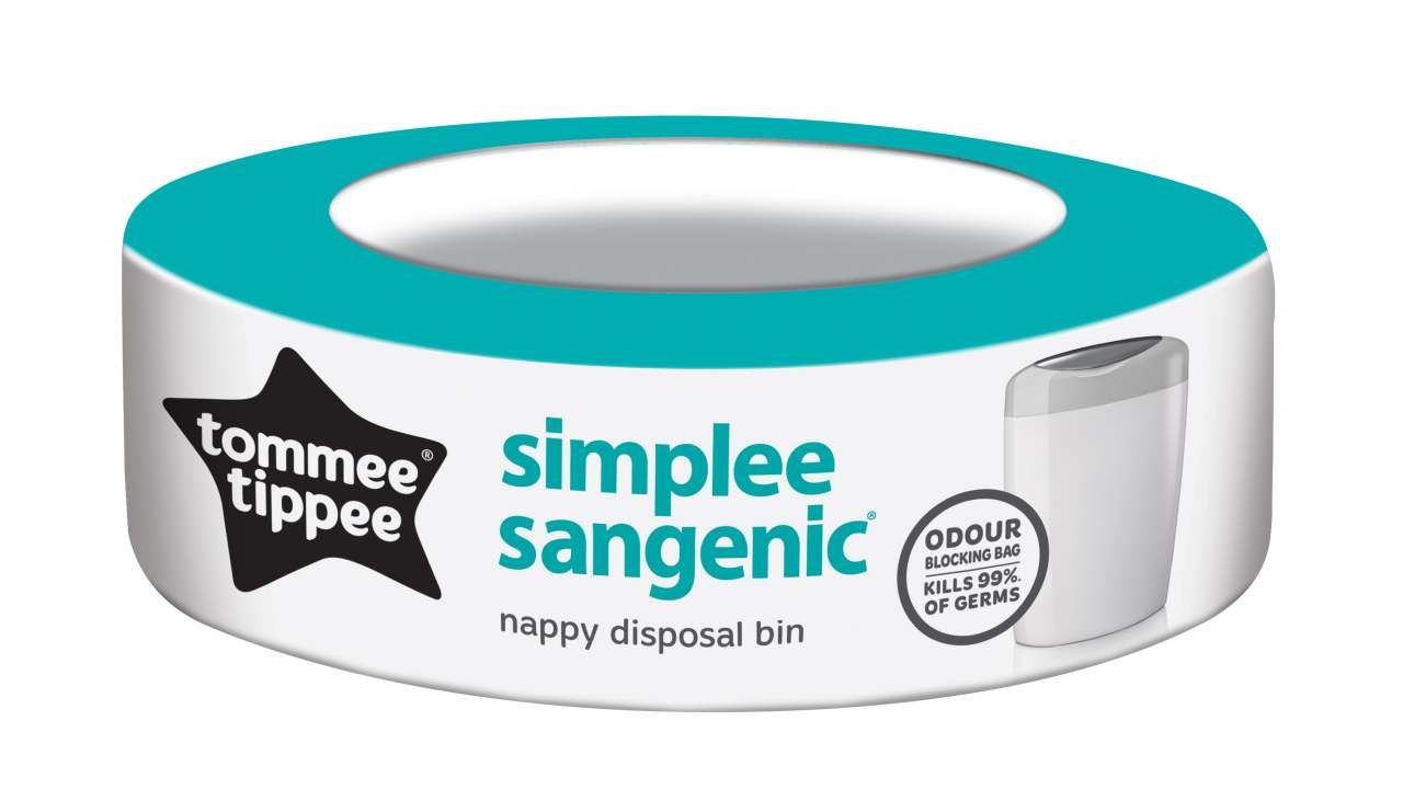 Poubelle à couches simplee sangenic et 6 recharges Tommee Tippee