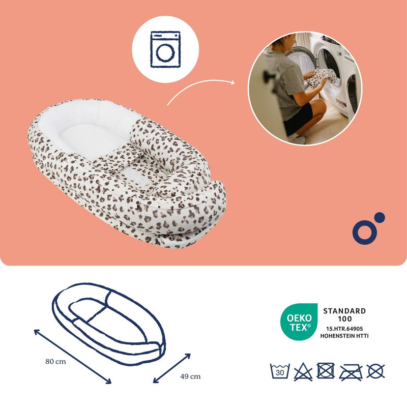 Reducteur de lit Doomoo Cocoon Leopard Cream Babymoov dimensions