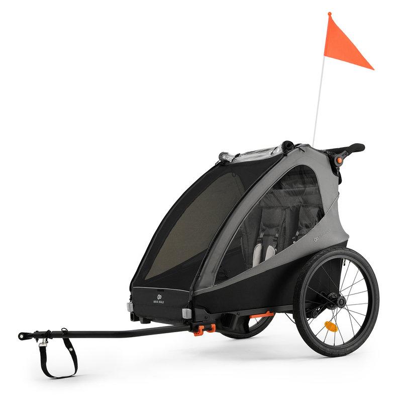 Remorque Vélo Enfant 2en1 Nava Walk Gris KINDERKRAFT remorque profil