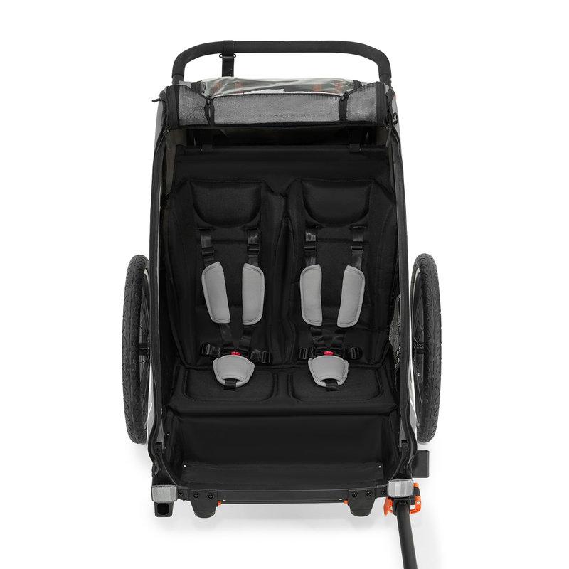 Remorque Vélo Enfant 2en1 Nava Walk Gris KINDERKRAFT assises