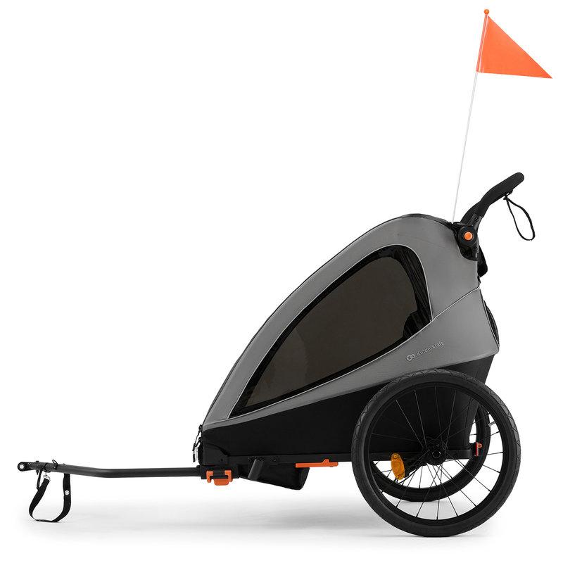 Remorque Vélo Enfant 2en1 Nava Walk Gris KINDERKRAFT remorque côté