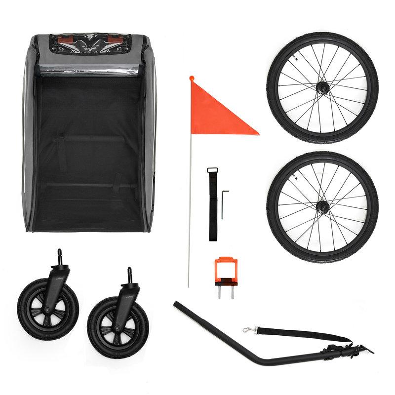 Remorque Vélo Enfant 2en1 Nava Walk Gris KINDERKRAFT éléments