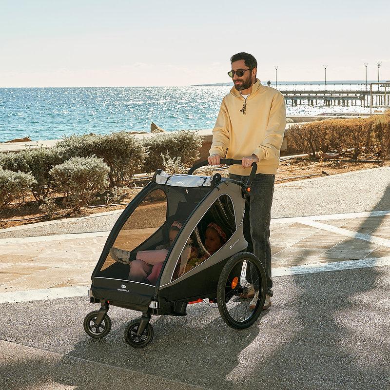 Remorque Vélo Enfant 2en1 Nava Walk Gris KINDERKRAFT lifestyle 1