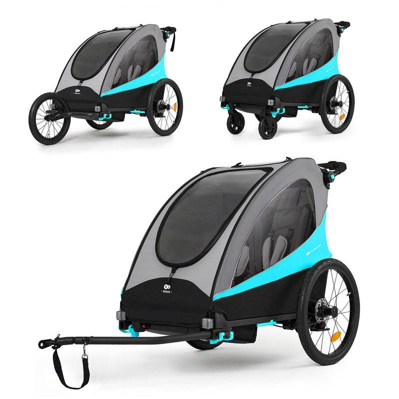 Remorque Vélo Enfant 3en1 Nava Bleu KINDERKRAFT configurations