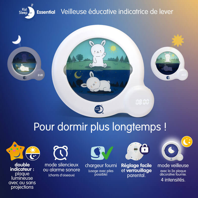 Réveil éducatif veilleuse Kid'Sleep Essential Pabobo - Bambinou