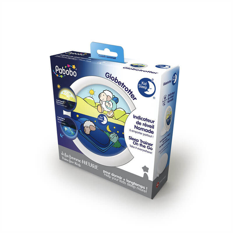 Réveil éducatif veilleuse de voyage Kid'Sleep Globetrotter Pabobo packaging