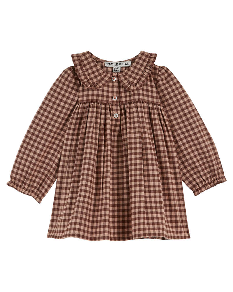 Robe baby doll vichy rose vichy poudre Emile & Ida Produit Face