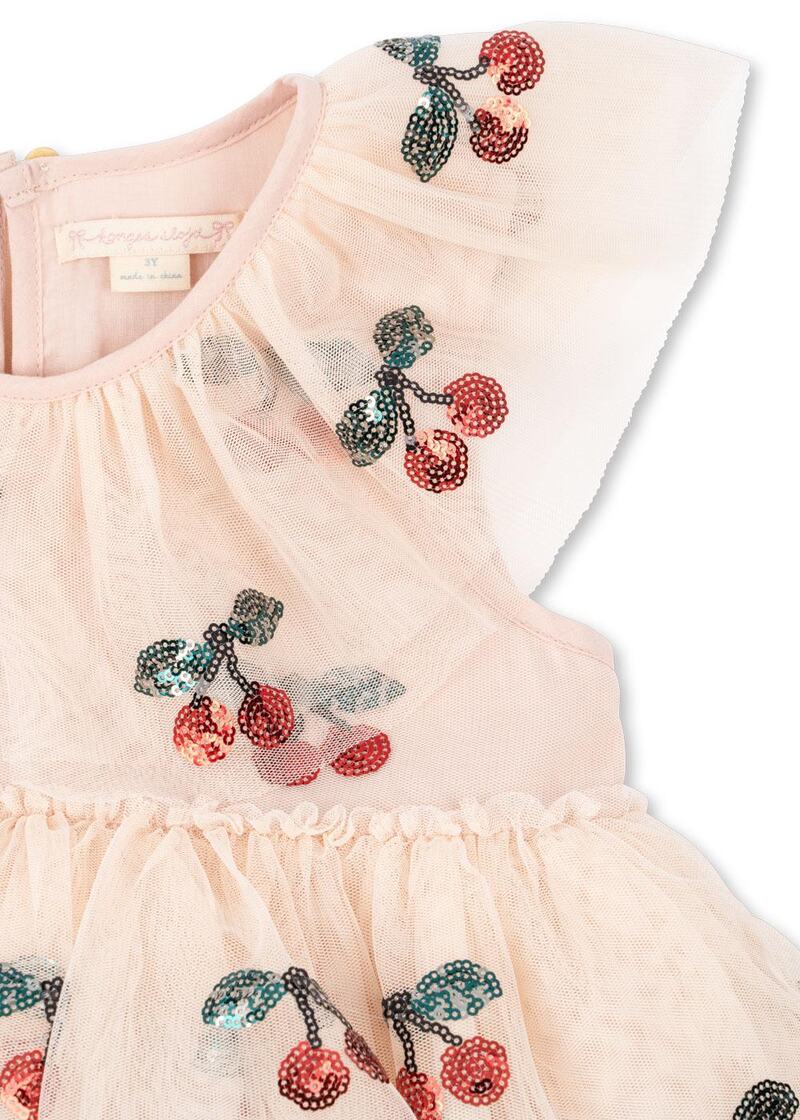 Robe de princesse Yvonne Cerises en sequin Konges Slojd epaule