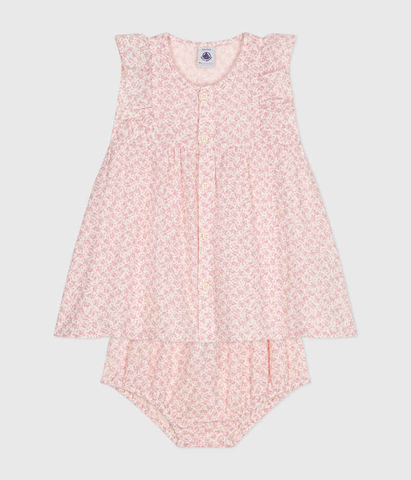 Robe manches courtes et bloomer en gaze de coton bébé Avalanche Panty Petit Bateau ensemble