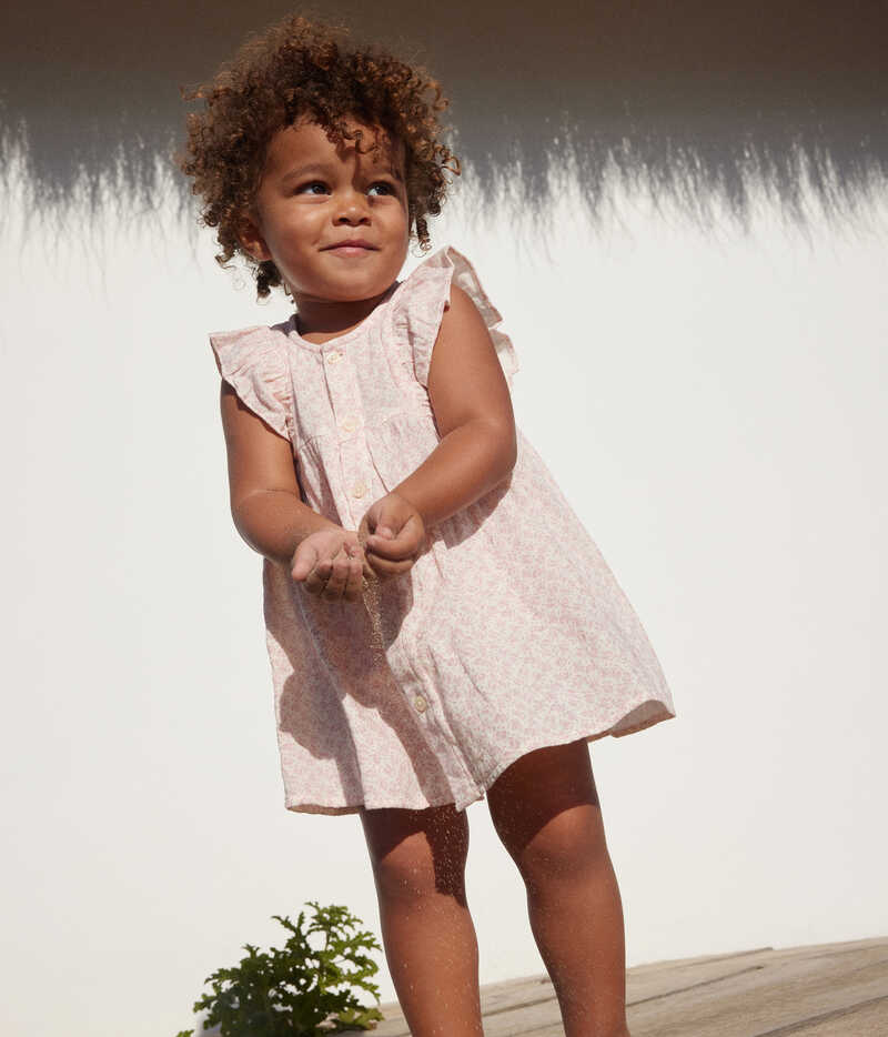 Robe manches courtes et bloomer en gaze de coton bébé Avalanche Panty Petit Bateau lifestyle4