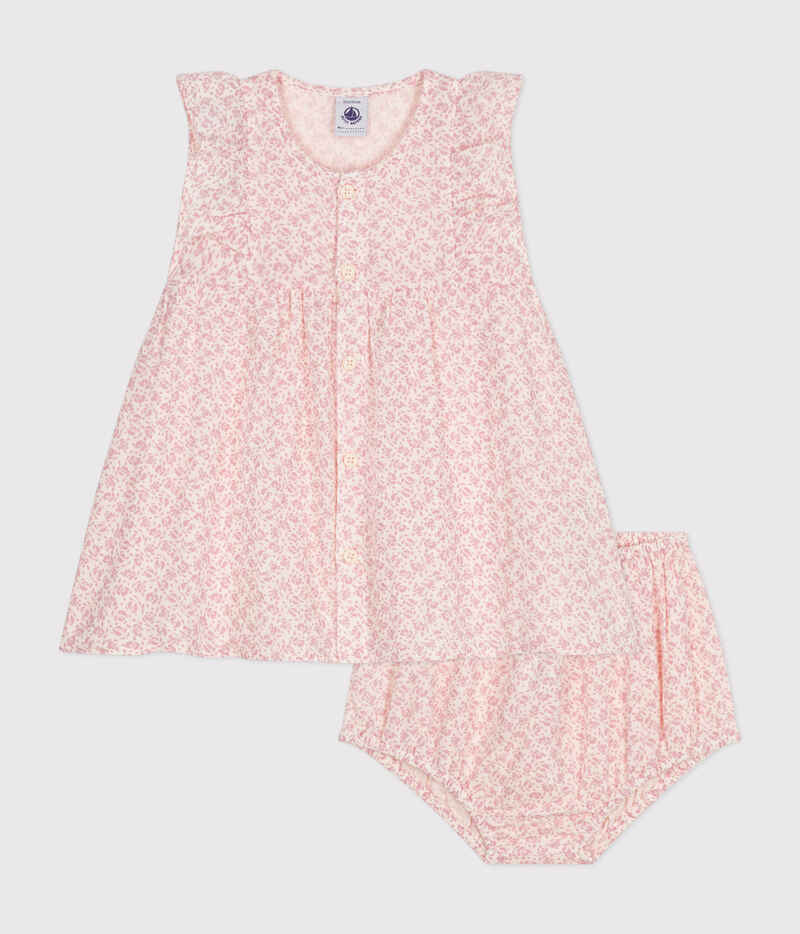 Robe manches courtes et bloomer en gaze de coton bébé Avalanche Panty Petit Bateau produit face