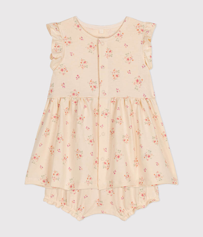 Robe manches courtes et bloomer en jersey léger bébé Avalanche Multicolor Petit Bateau ensemble