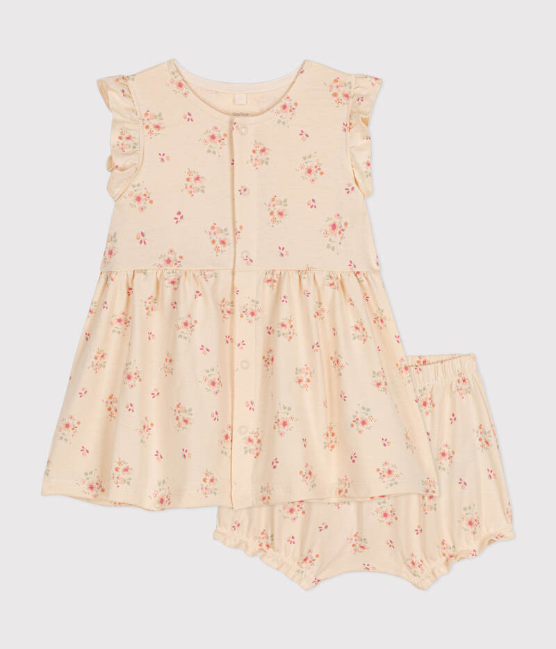 Robe manches courtes et bloomer en jersey leger Avalanche Multicolor Petit Bateau Bambinou