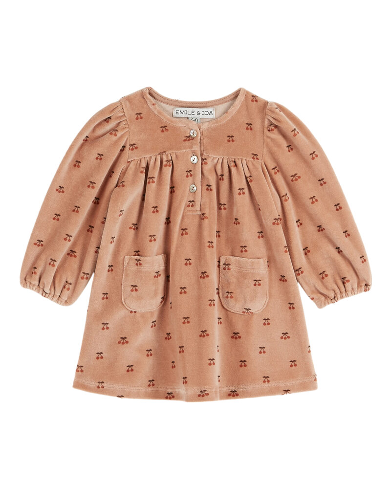 Robe velours petite cerise poudre Emile & Ida Produit Face