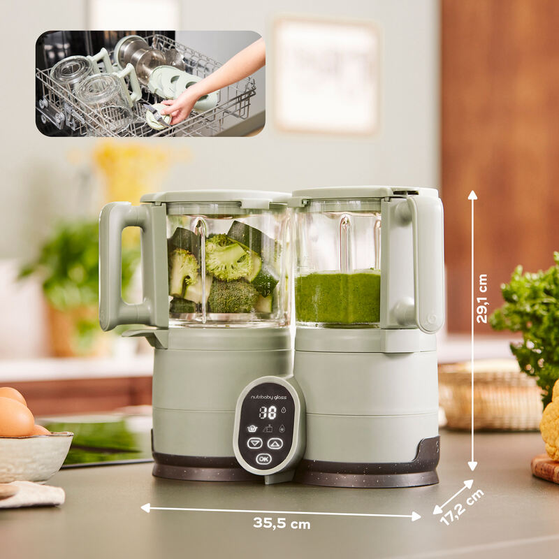 Robot culinaire multifonction Nutribaby Glass Celadon Green Babymoov dimensions