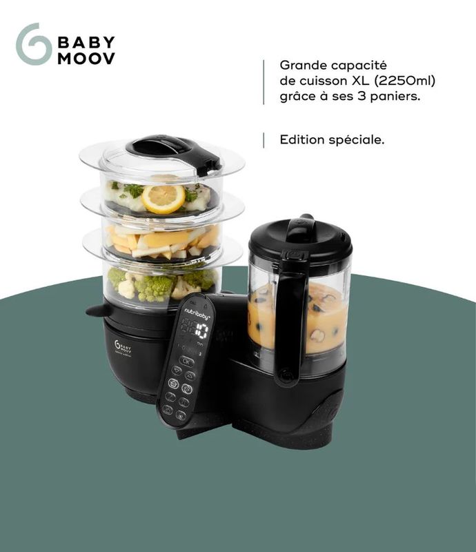 Robot culinaire multifonction Nutribaby + XL Mineral Black Babymoov explications 3