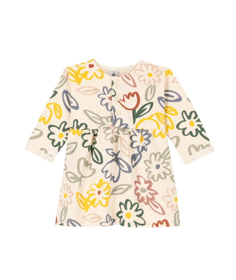 Robe manches longues imprimés fleurs multicolores Petit Bateau robe