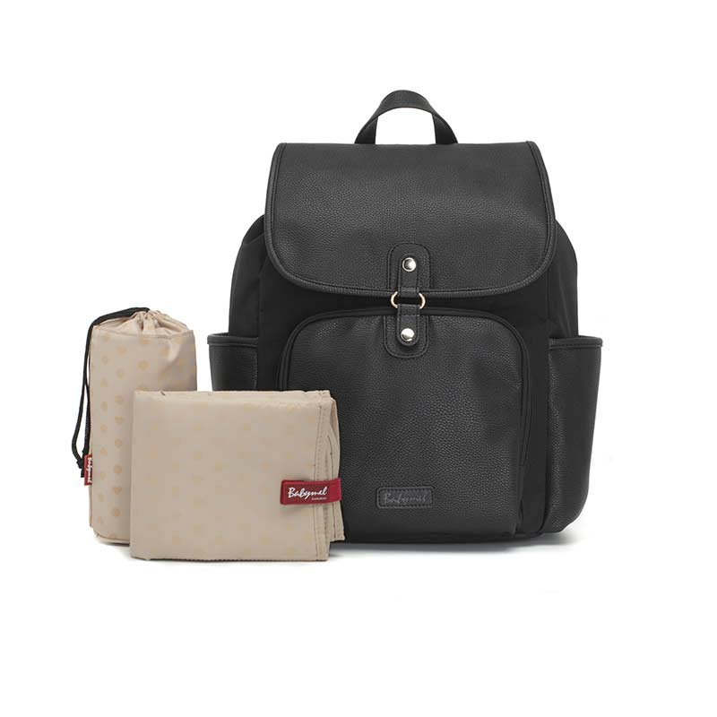 Sac à dos à langer Freddie en cuir vegan Noir babymel produit