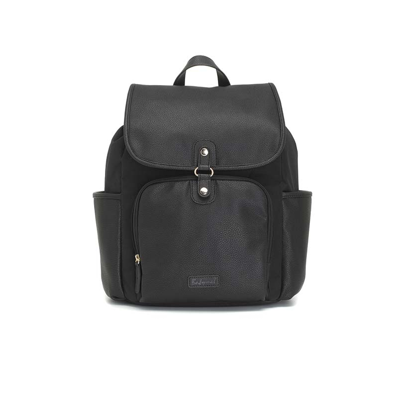 Sac dos à langer Freddie cuir vegan noir Babymel - Bambinou