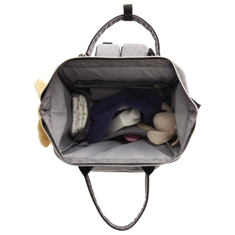 Sac à dos à langer gris chiné Tineo produit intérieur