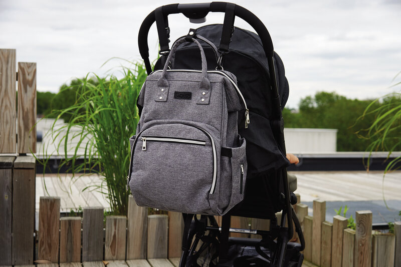 Sac à dos à langer gris chiné Tineo lifestyle