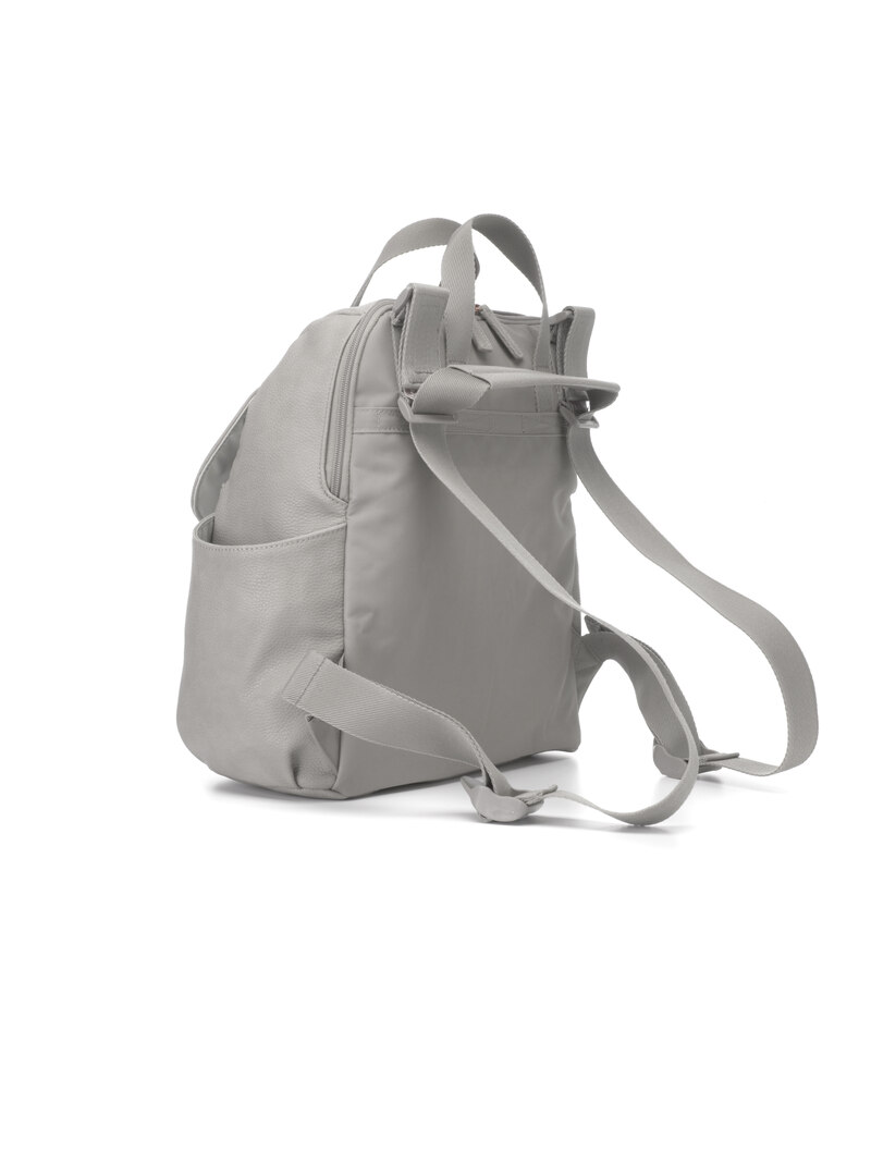 Sac à dos à langer Robyn en cuir vegan Pale Grey Babymel back lateral