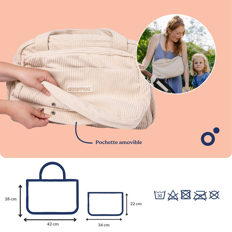 Sac à langer Fluffy Corduroy Beige Babymoov dimensions
