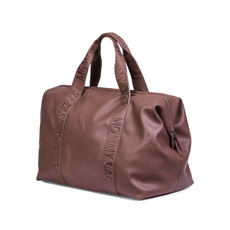 Sac à langer Mommy Bag Signature Simili Marron Foncé Childhome produit de profil
