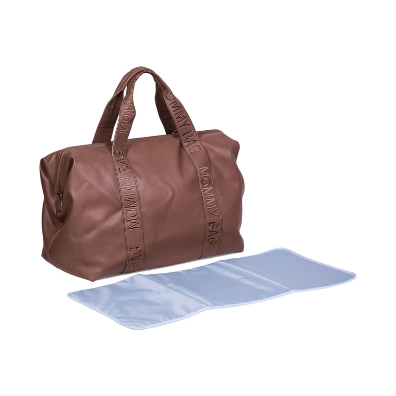 Sac à langer Mommy Bag Signature Simili Marron Foncé Childhome matelas à langer