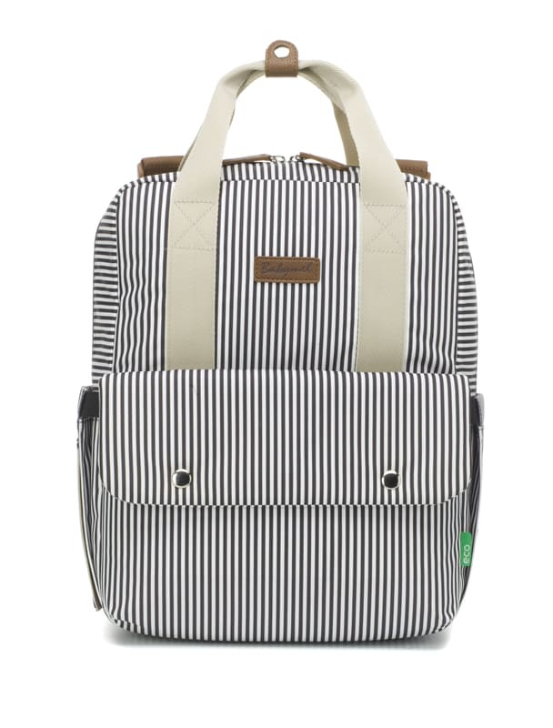 Sac à dos à langer Georgi Eco Rayures Blanc et Marine Babymel Produit