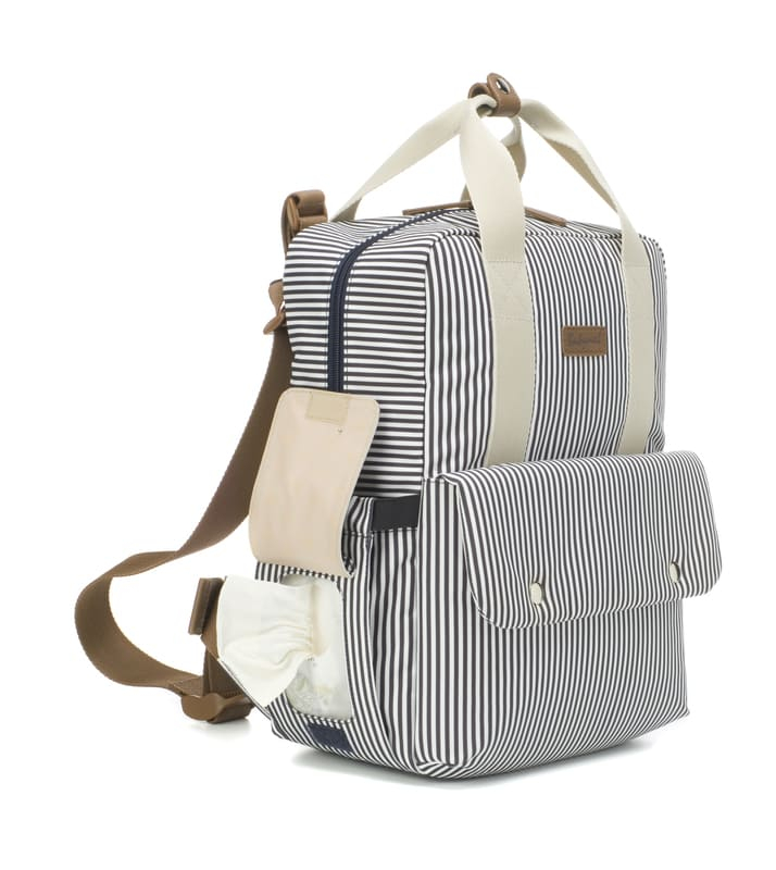 Sac à dos à langer Georgi Eco Rayures Blanc et Marine Babymel Serviettes