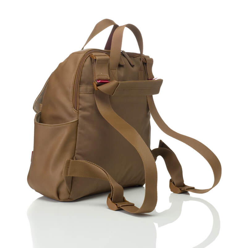 Sac à dos à langer Robyn en cuir vegan Caramel Babymel Détail